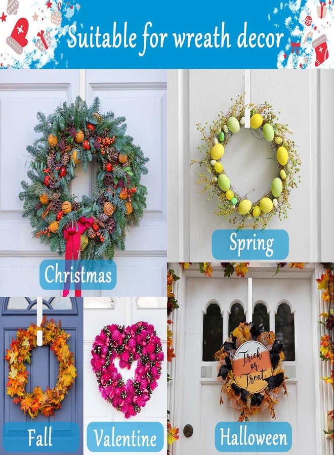 Dapute 4 Pack 12" &15" Wreath Hangers for Front Door, Over The Door Wreath Hanger Halloween Decorations Wreath Hook for Hanging Christmas Easter Fall Decoration, Welcome Sign Holder (White) - Image 3